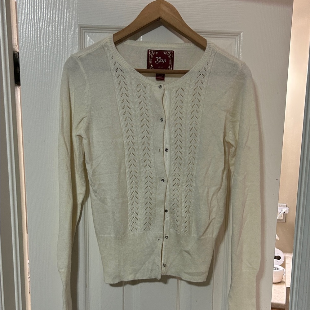 GAP Women's Cream Button-Up Cardigan